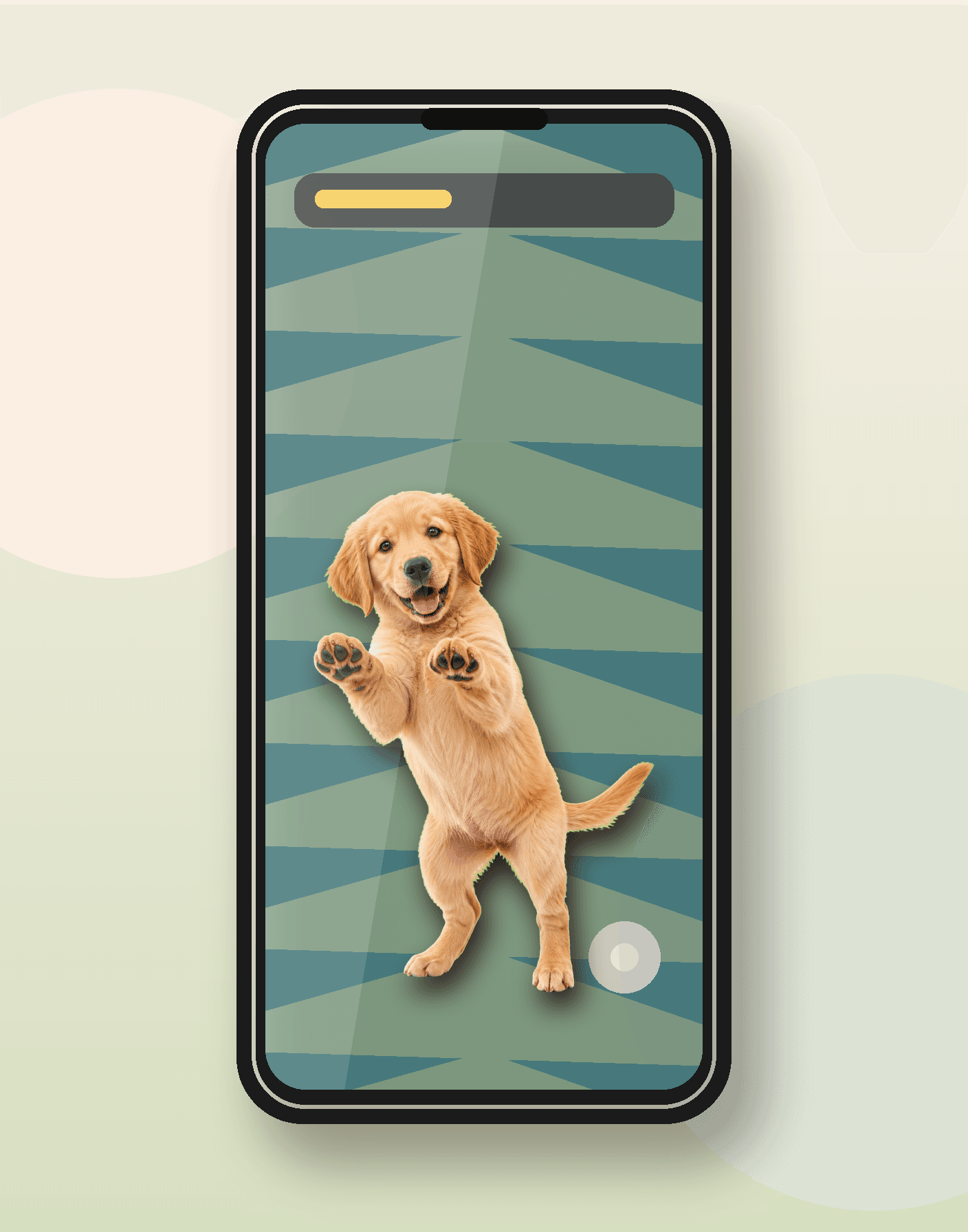 Mobile game with a Golden Retriever overlay